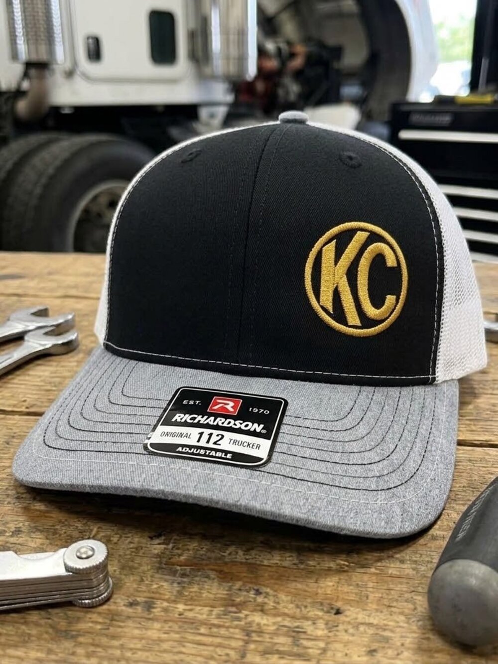 Vintage KC Lights Hat 4x4 Off Road Embroidered Richardson 112 Tri Color Mesh Cap